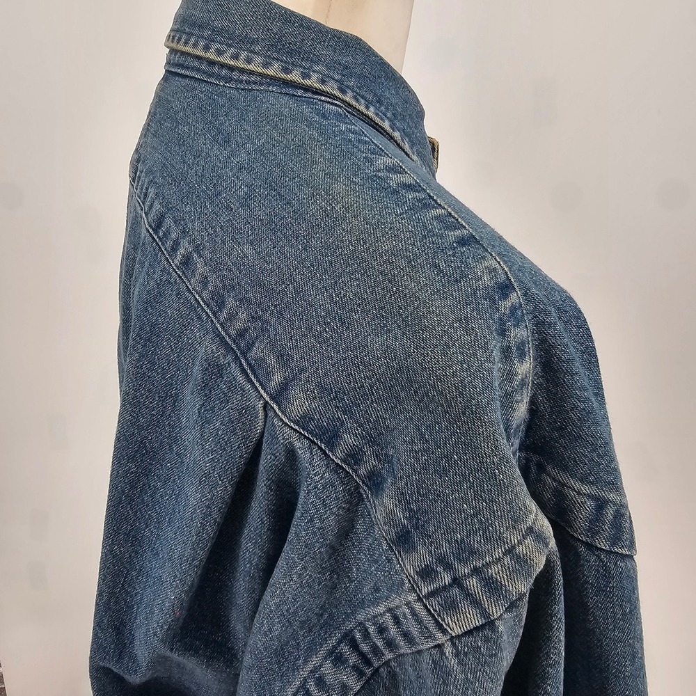 Vintage 90s Ralph Lauren The Big Shirt 6 Button Down Blue Denim Pony Western - Picture 12 of 16